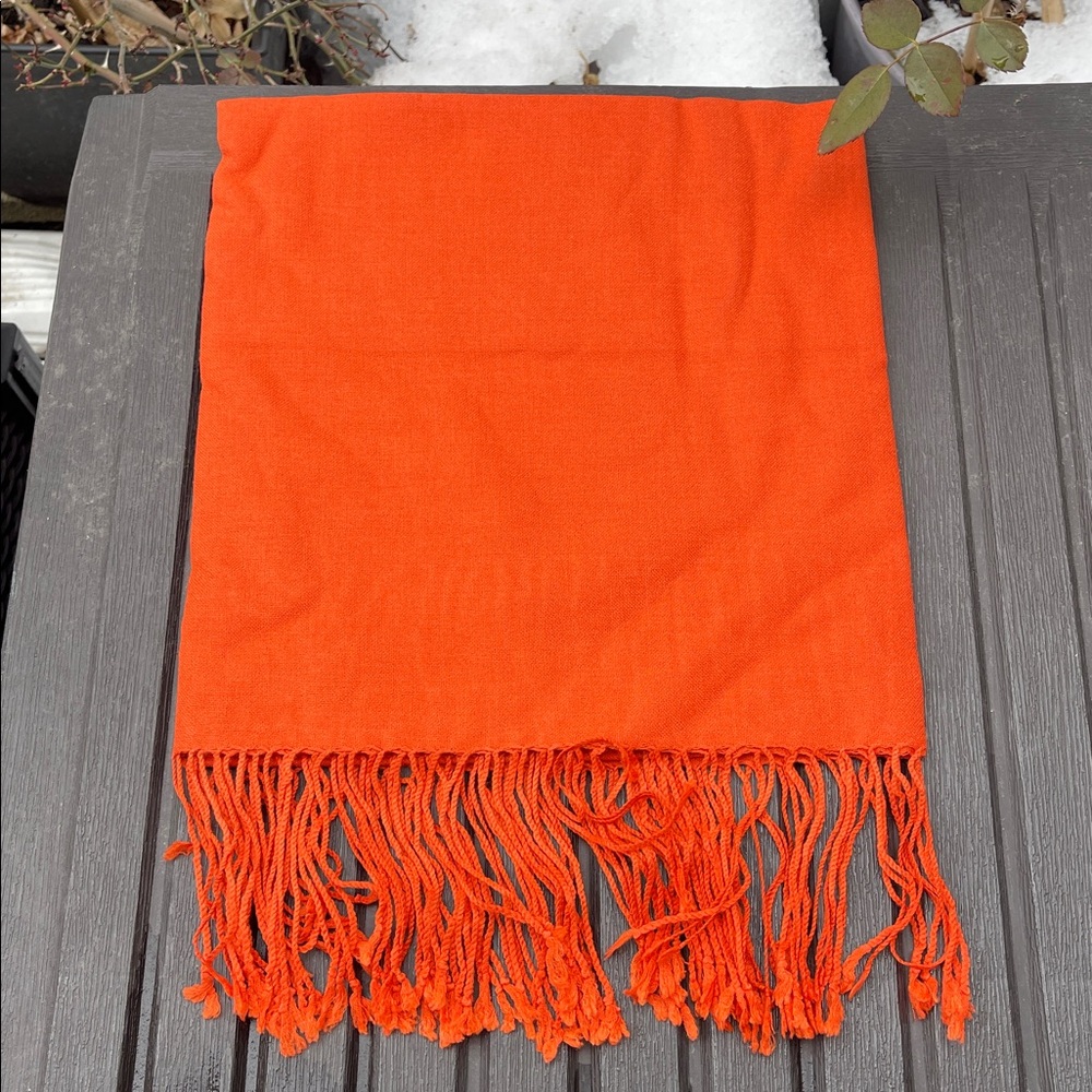New - Tangerine Tango / Orange  - Merino Wool & Silk Blend - Pashmina Scarf